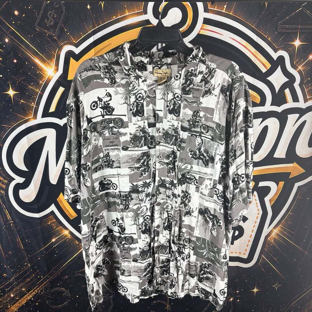 Panama Jack Motorcycle Club Maui Hawaii Rayon Hawaiian Shirt 3XL